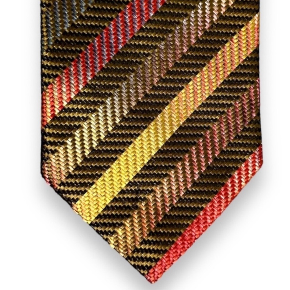 John W. Nordstrom Multicolor Stripe Chevron Tie 100% Silk Made in Italy